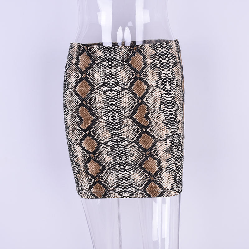 Women's Brown Snake-Print Mini Skirt