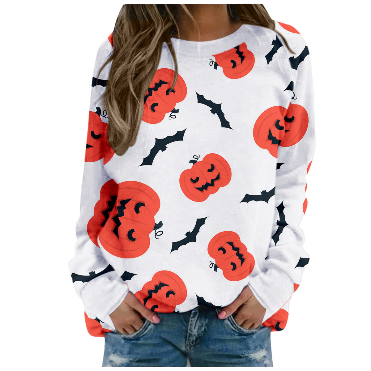 Women's Halloween Print Long-Sleeve Sweater