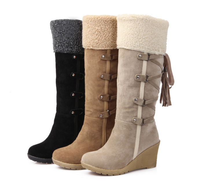 Women's Knee-High Lace-Up Snow Boots
