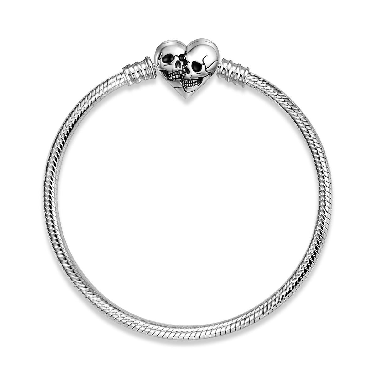Sterling Silver Skull Snake Chain Bracelet