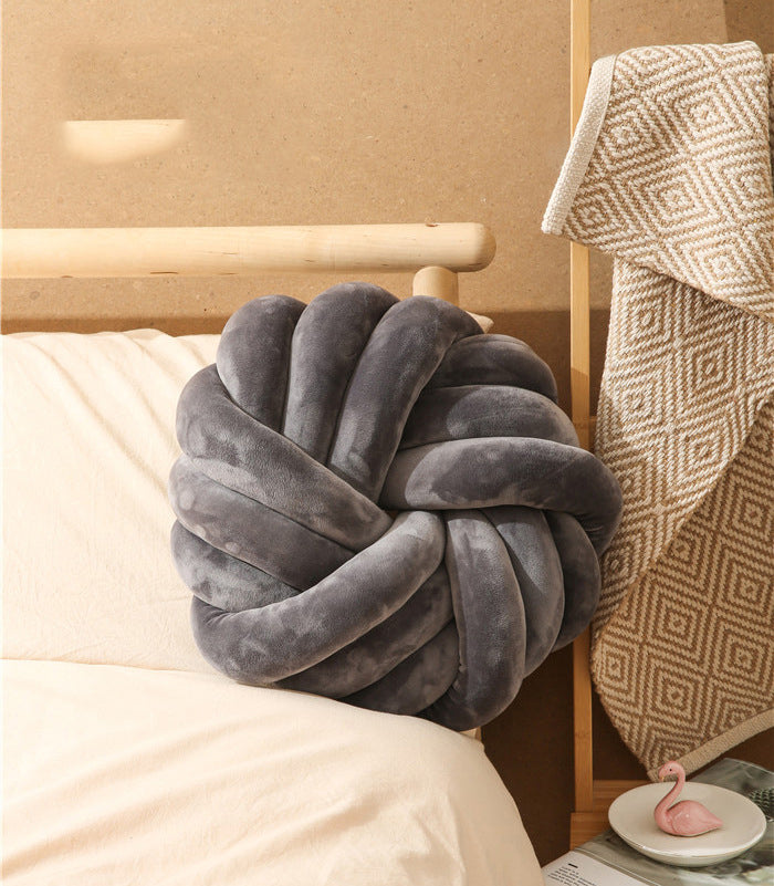 Coussin boule nouée nordique | Oreiller décoratif en peluche | 10 coloris | 35×35cm