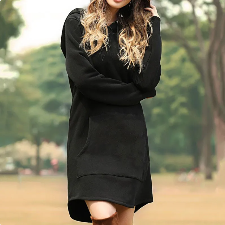 Robe pull à capuche pour femme avec poches – Intérieur molletonné, 6 couleurs | S–5XL