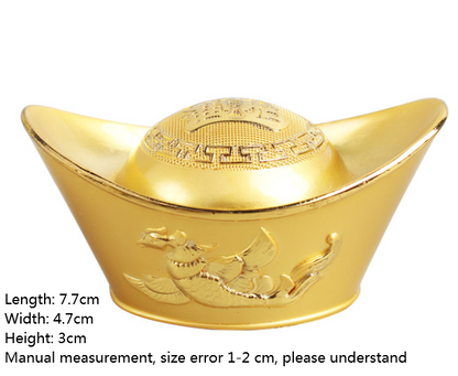 Alloy Dragon and Phoenix Gold Ingot Decor for Wealth