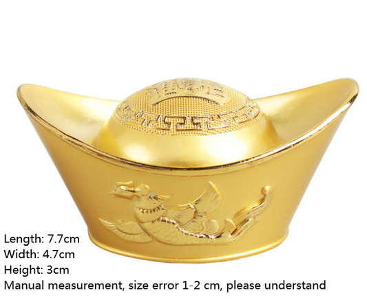 Alloy Dragon and Phoenix Gold Ingot Decor for Wealth