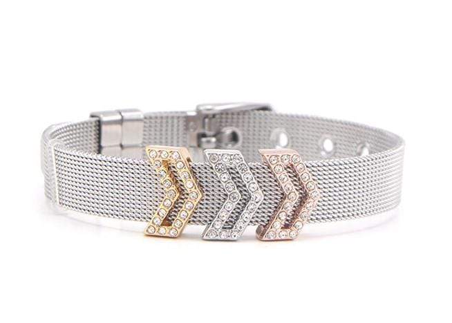 Three Chevron Pavé Bracelet Charm