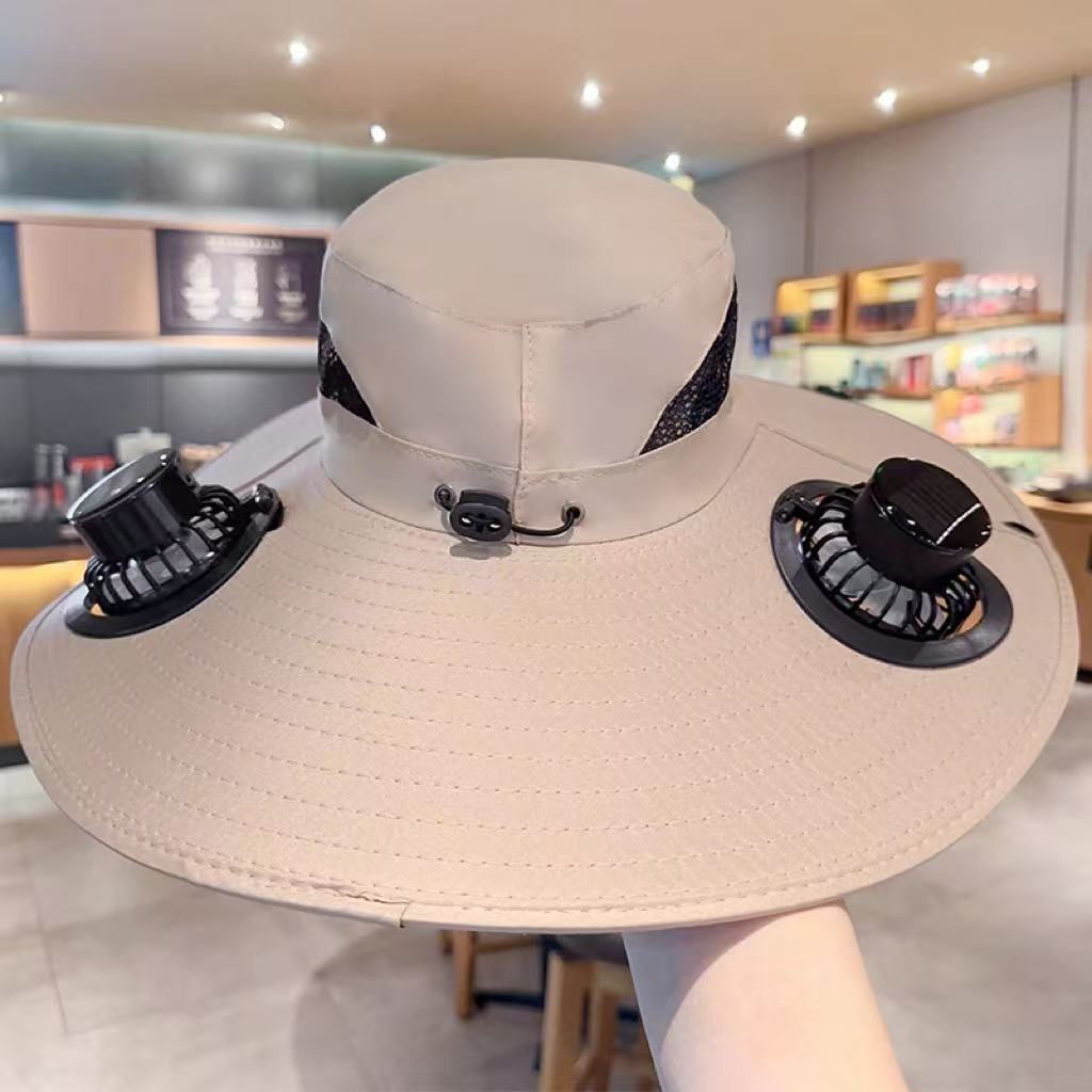Solar-Powered Fan Hat with USB Charging