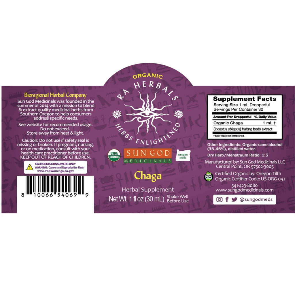Ra Herbals Certified Organic Chaga Mushroom Tincture