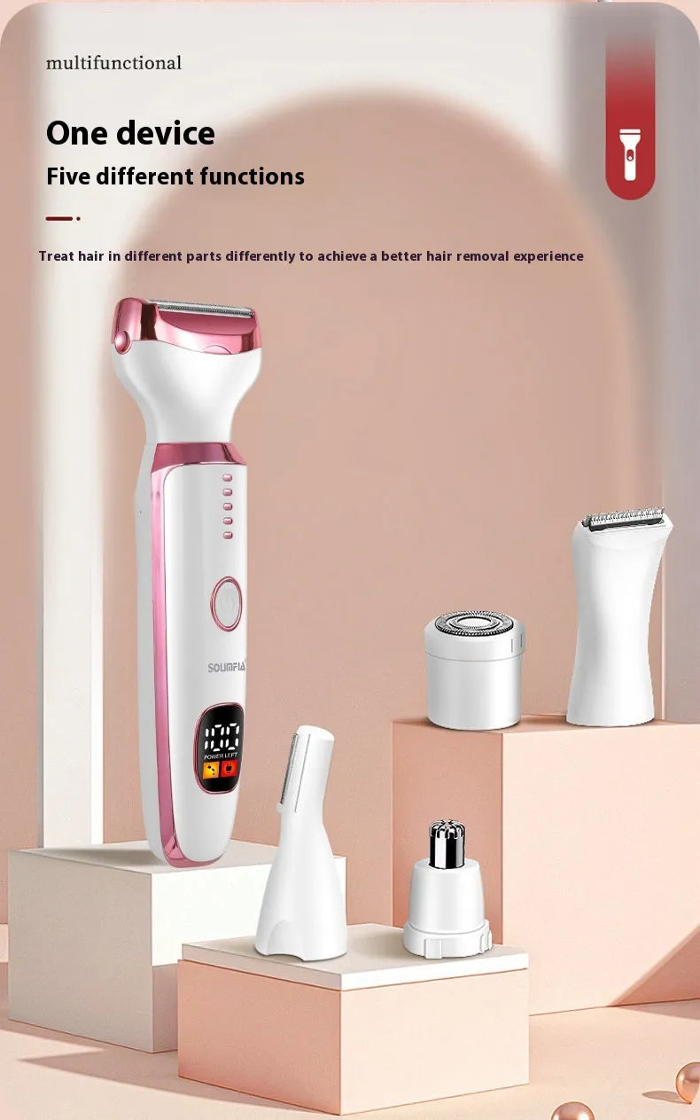 5-in-1 Lady Shaver Grooming Kit – Electric Women’s Shaver for Face, Body & Bikini Line