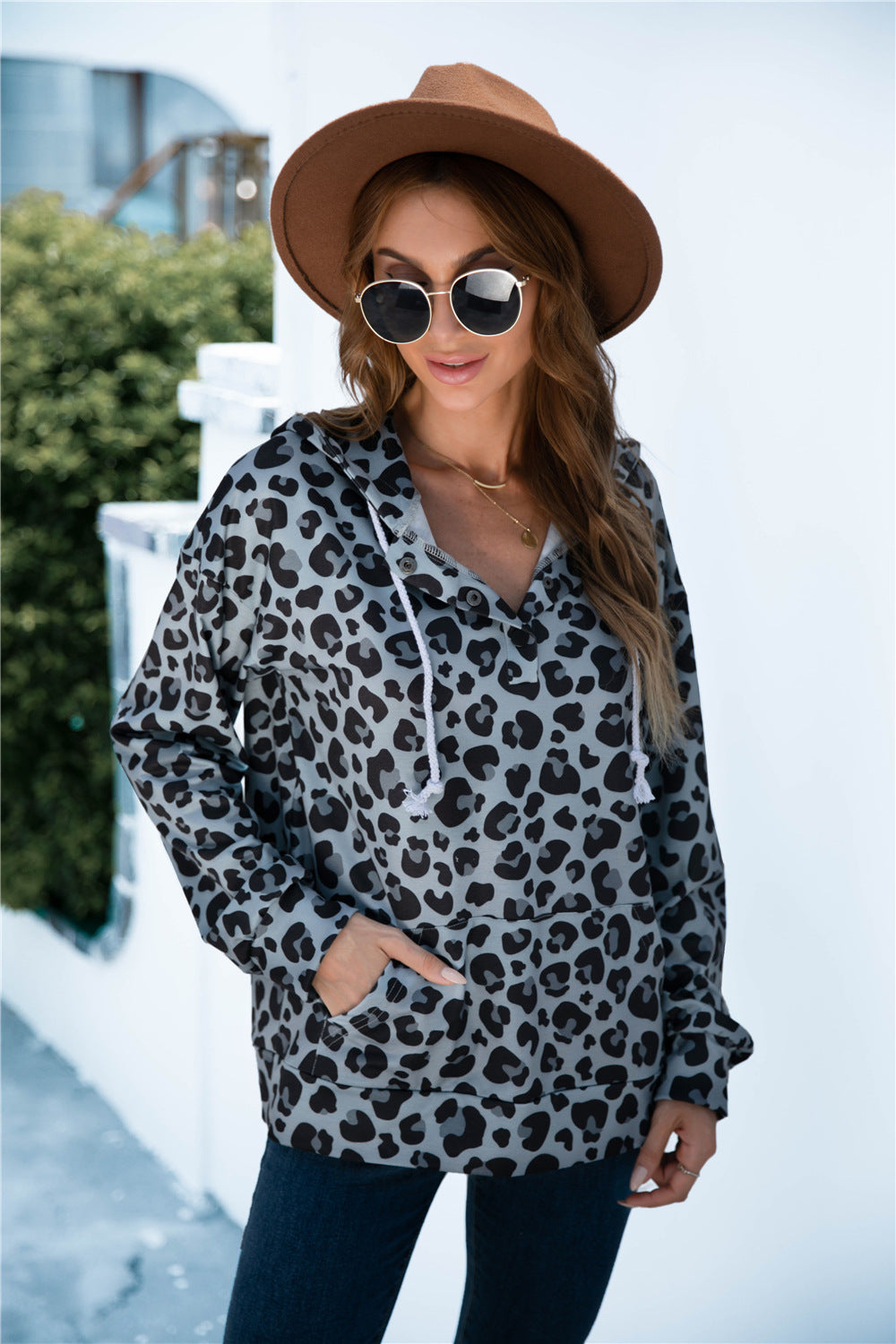 Sweat-shirt à capuche imprimé oversize avec poche – Pull à cordon de serrage | S–3XL