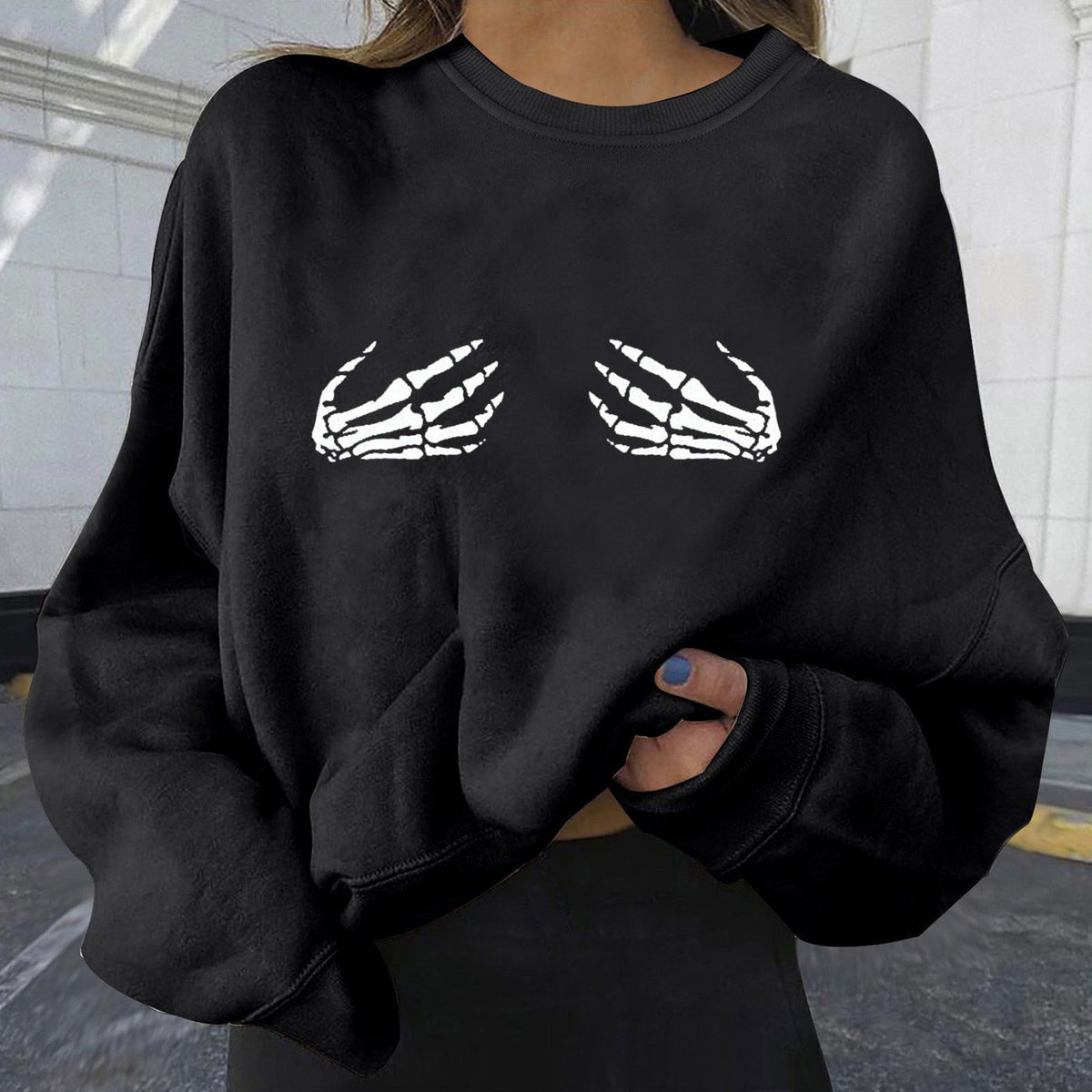 Women's Oversized Halloween Print Sweatshirt