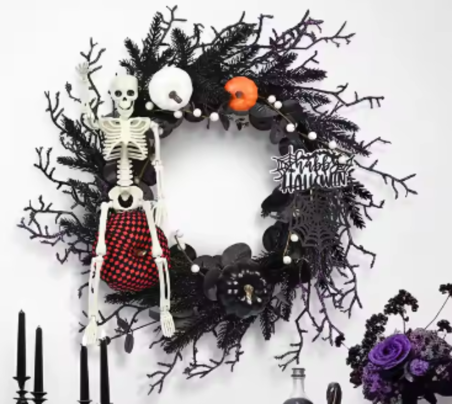 Black, Orange & Purple Halloween Wreath