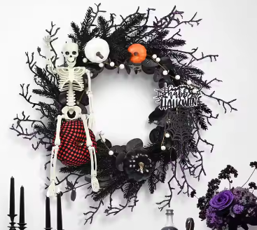 Black, Orange & Purple Halloween Wreath