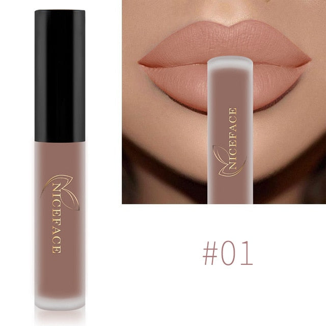 NICEFACE Matte Liquid Lipstick – 26 Shades, Waterproof Long-Lasting Lip Gloss