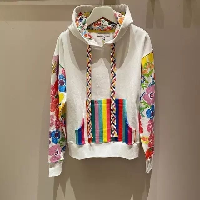 Stylish Women's Printed Waffle Sleeve Sweatshirt