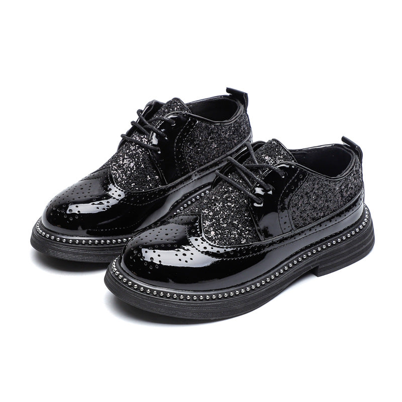 Girls Flat Leather School Shoes
