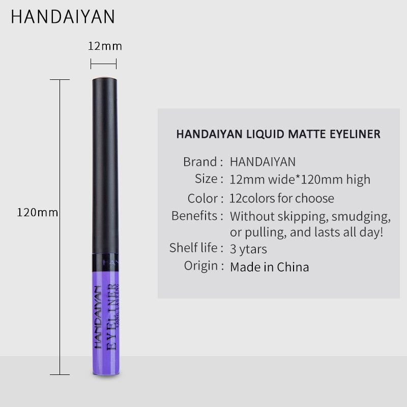 HANDAIYAN 12 Colour Liquid Eyeliner – Waterproof Long-Lasting Eye Liner Pencil