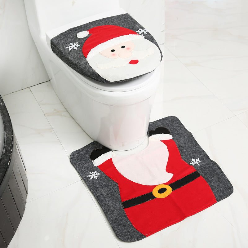 Christmas Bathroom Set – Shower Curtain, Toilet Cover & Bath Mat