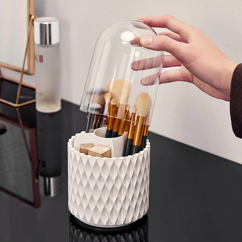 Dustproof Rotary Brush Cylinder – Makeup Brush Holder & Cosmetics Storage Box