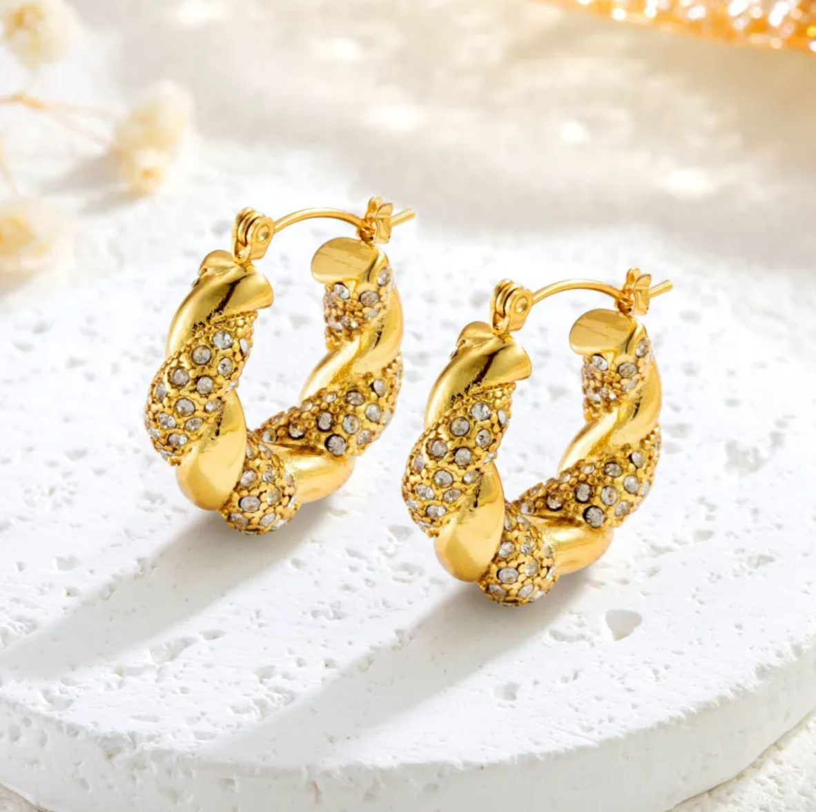 Gold Twist U-Shaped Earrings for Women