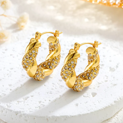 Gold Twist U-Shaped Earrings for Women
