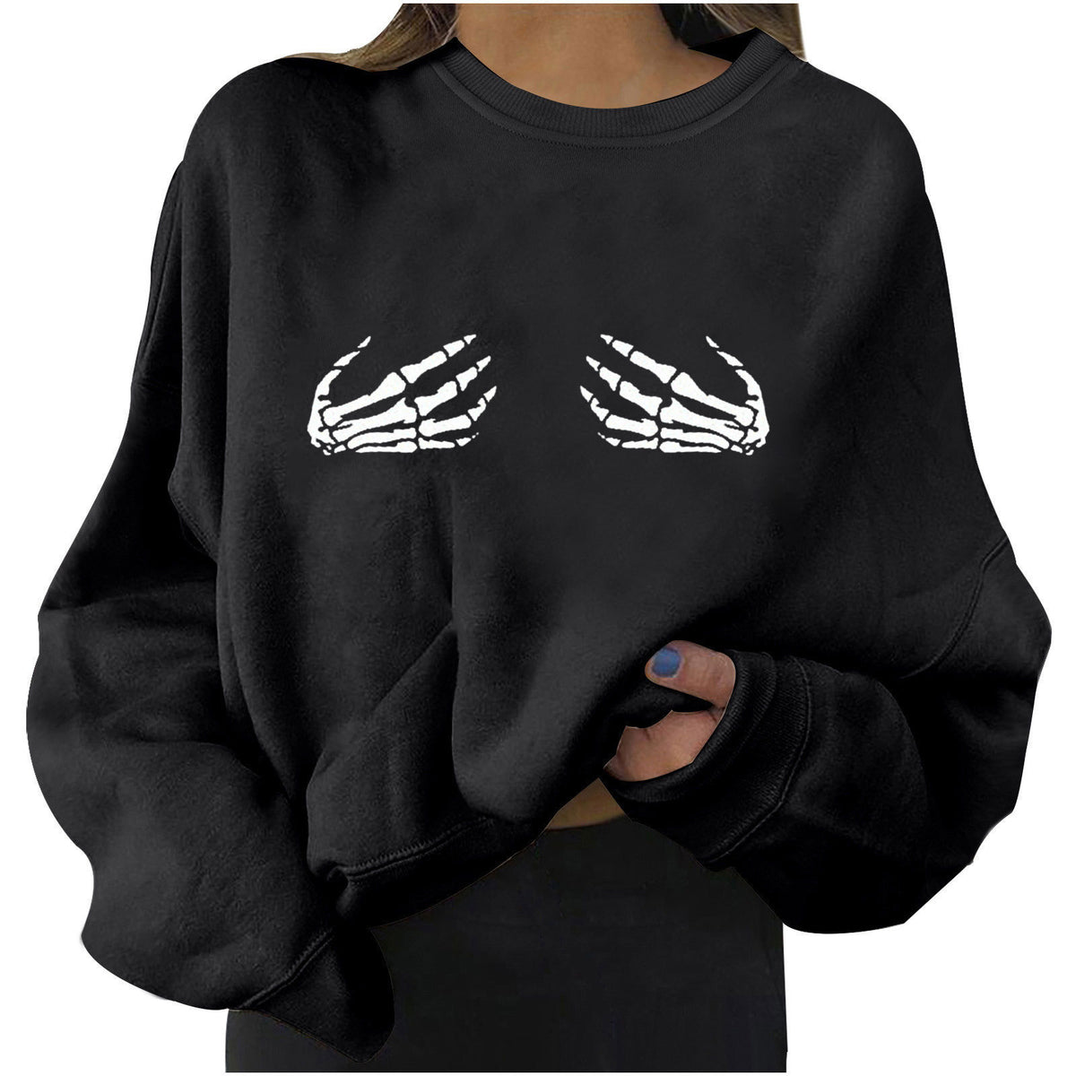 Women's Oversized Halloween Print Sweatshirt