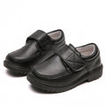 Boys Black Leather Velcro British School Shoes