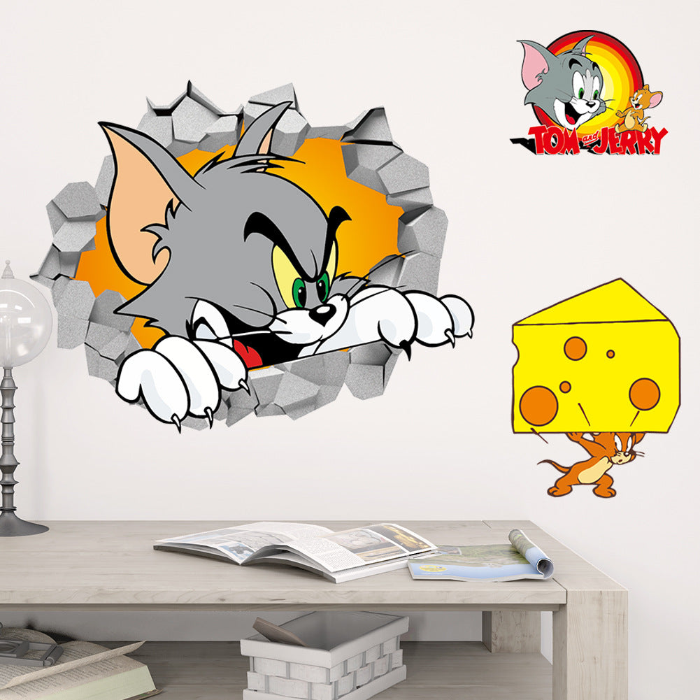 3D Katzen- und Maus-Wandsticker für Kinderzimmerdekoration