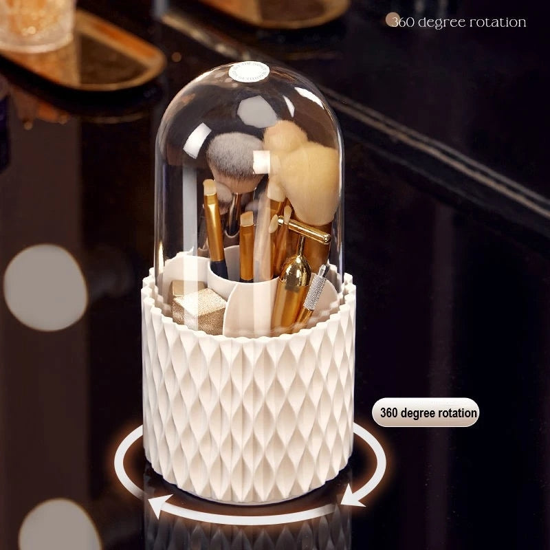 Dustproof Rotary Brush Cylinder – Makeup Brush Holder & Cosmetics Storage Box