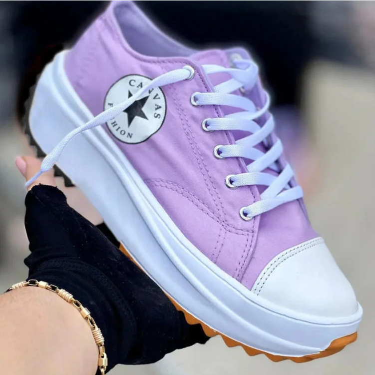 Atmungsaktive High-Top Segeltuchschuhe für Damen – T-Riemen Spitze Zehenpartie Freizeitsneaker