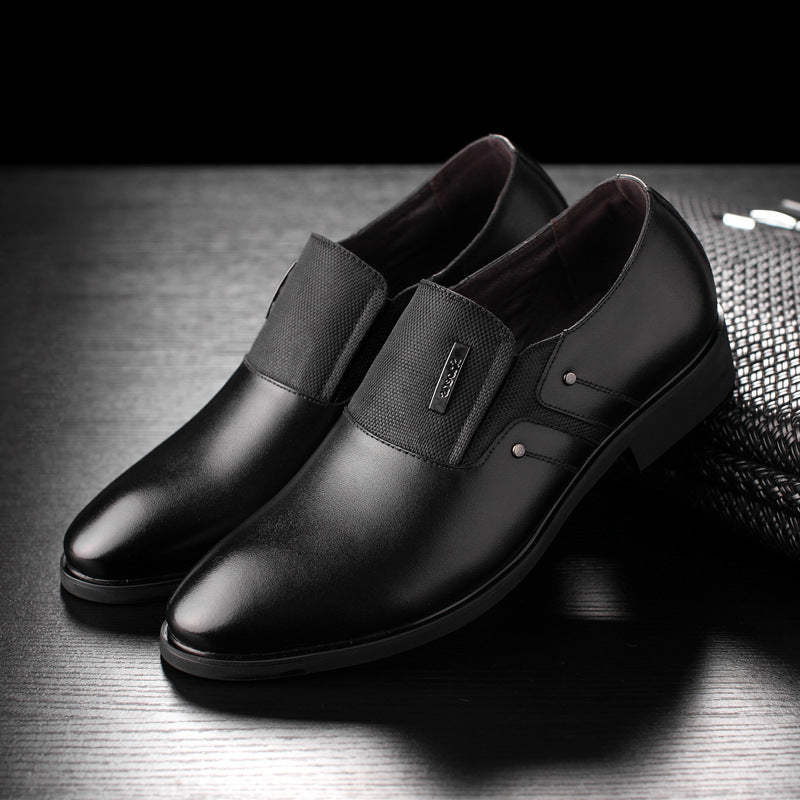 Men's Black Pointed-Toe Leather Shoes