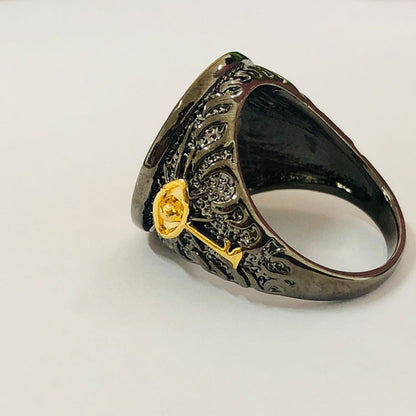 Men's Gold-Plated Dual-Color Dragon Ring (Black & Gold)