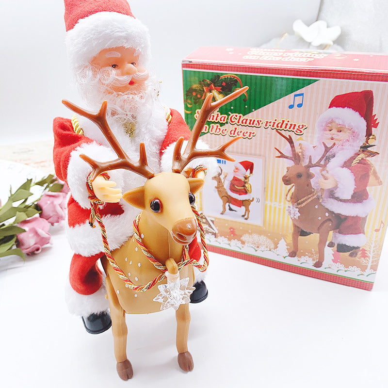 Electric Santa Riding Reindeer Figure – Christmas Decoration