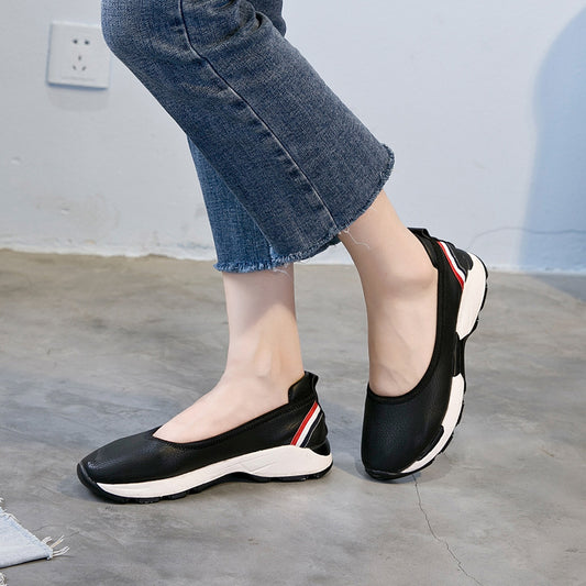 Women's Genuine Leather Ballet Flats – Round Toe Slip-On Shoes