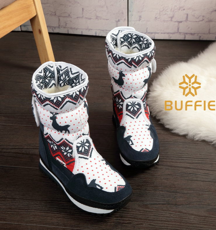 Kids' Blue Strap-Fastening Snow Boots