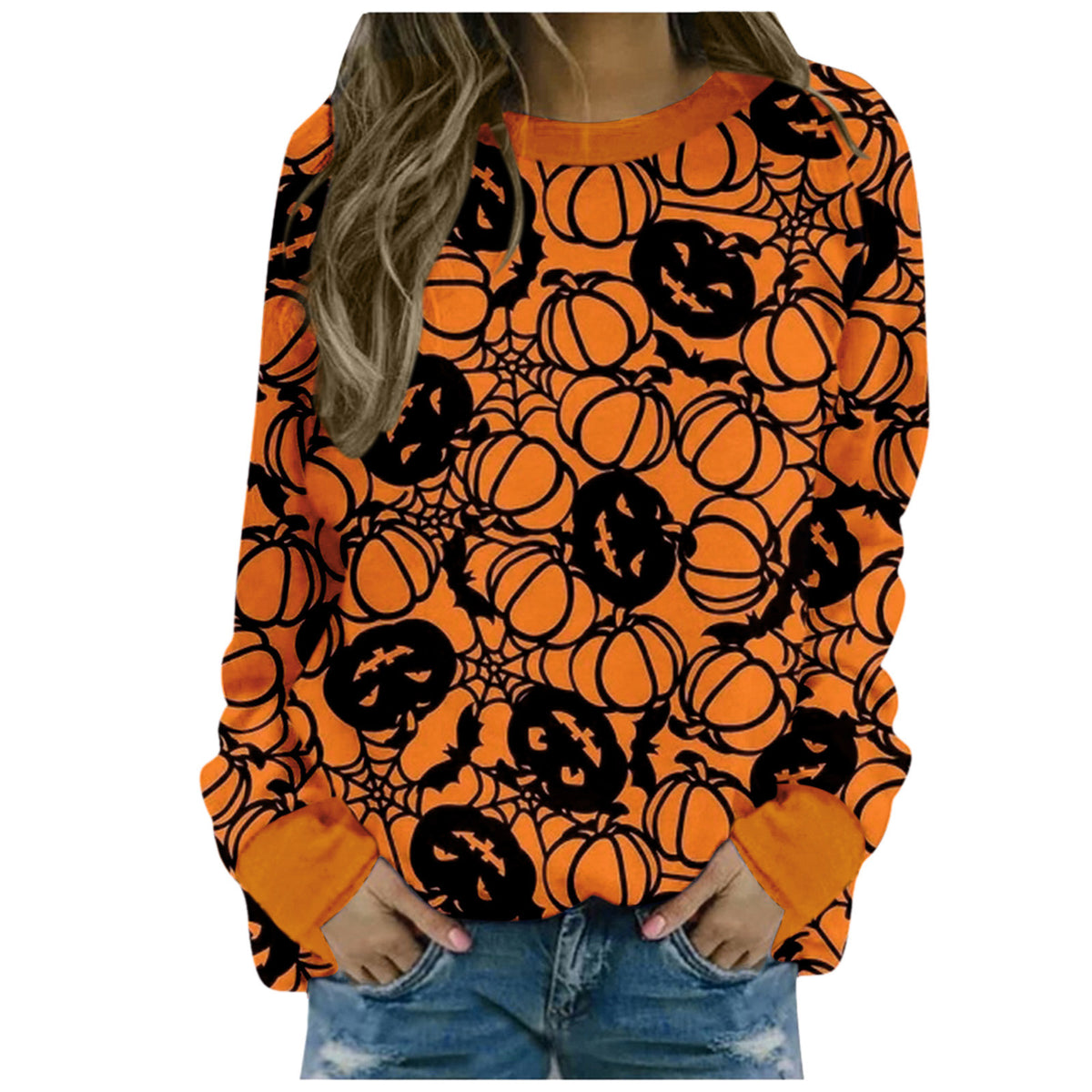 Women's Halloween Print Long-Sleeve Sweater