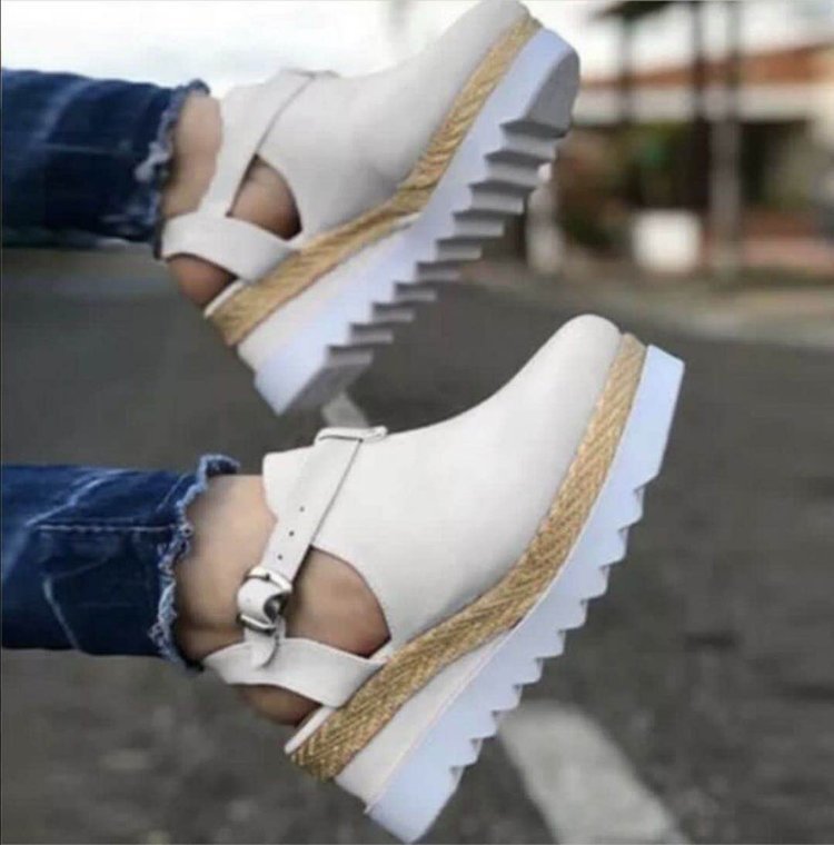 Women's Wedge Heel Platform Shoes – Suede, Buckle, Black, Beige, Pink, Brown & Gray, EU 35–43