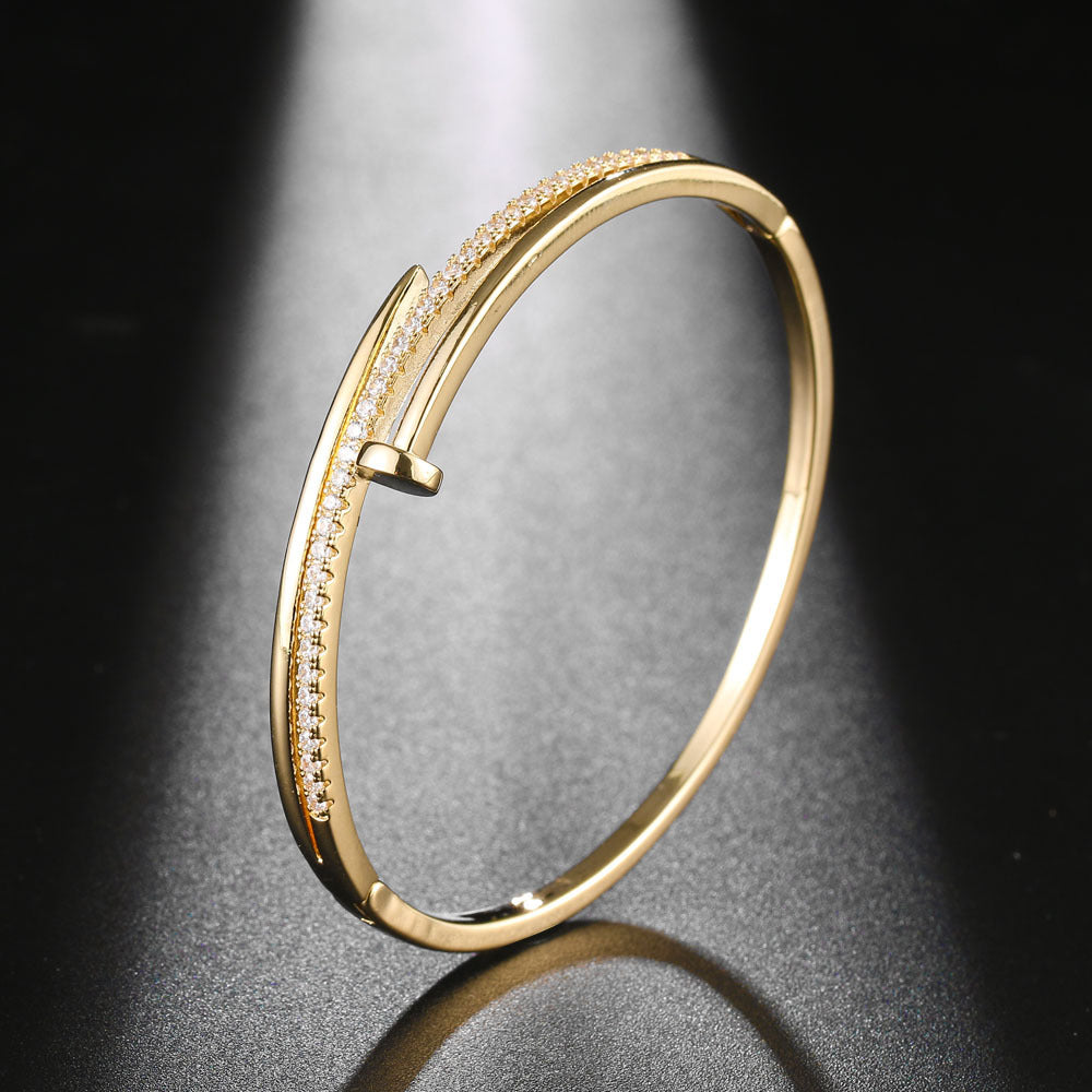 Nail-Shape Plated Cuff Bracelet