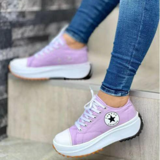 Atmungsaktive High-Top Segeltuchschuhe für Damen – T-Riemen Spitze Zehenpartie Freizeitsneaker