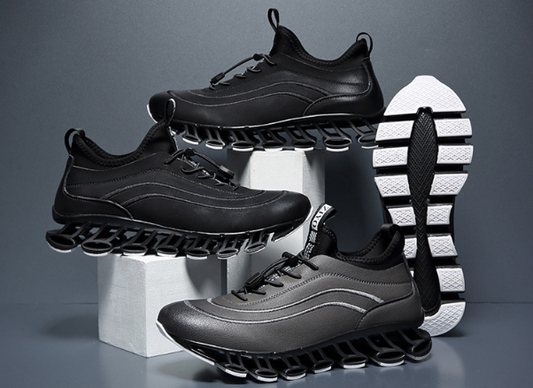 Men's Leather & Lycra Blade Running Shoes – Shock-Absorbing TPU Sole Trainers