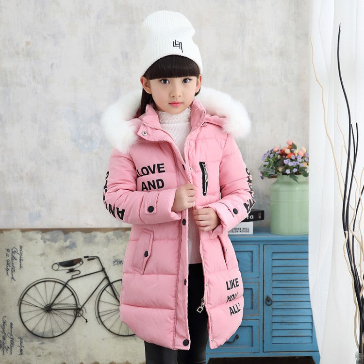 Girls' Hooded Padded Winter Jacket