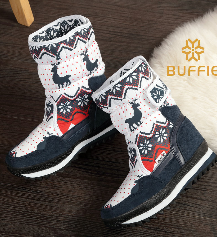 Kids' Blue Strap-Fastening Snow Boots