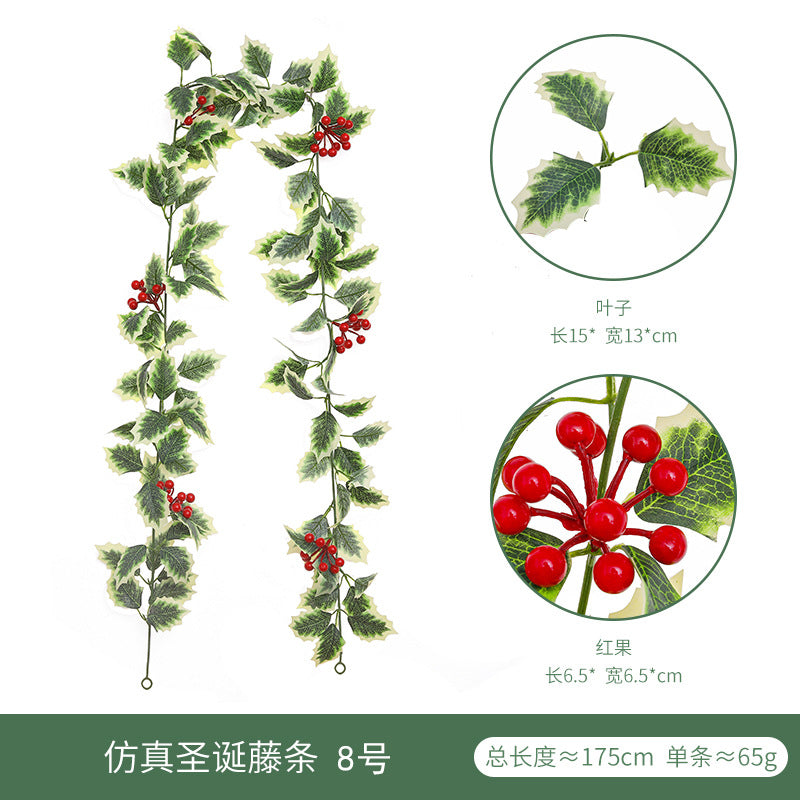 Christmas Berry Vine Garland – Artificial Red Berry Wall Decor