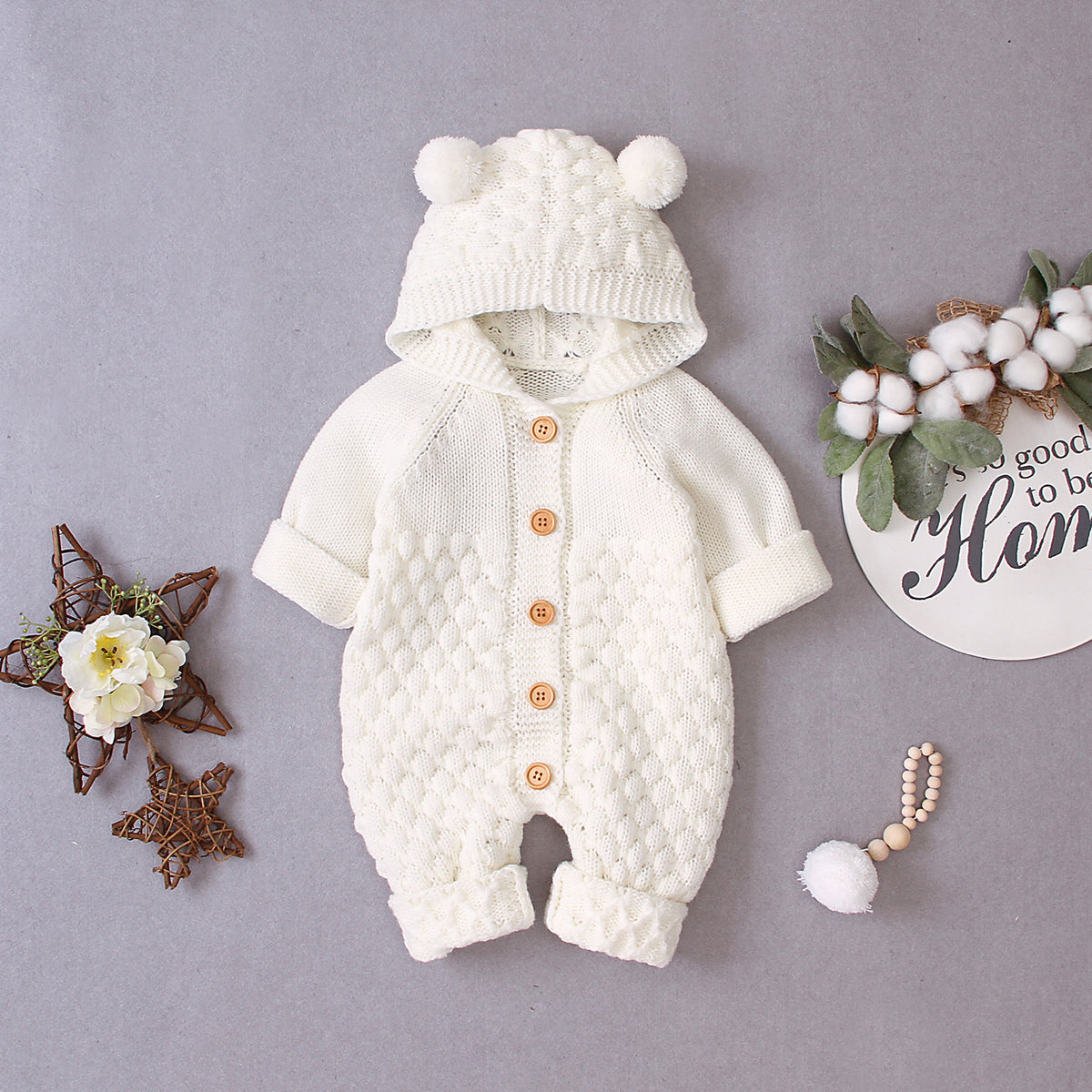 Baby Hooded Knitted Jumpsuit