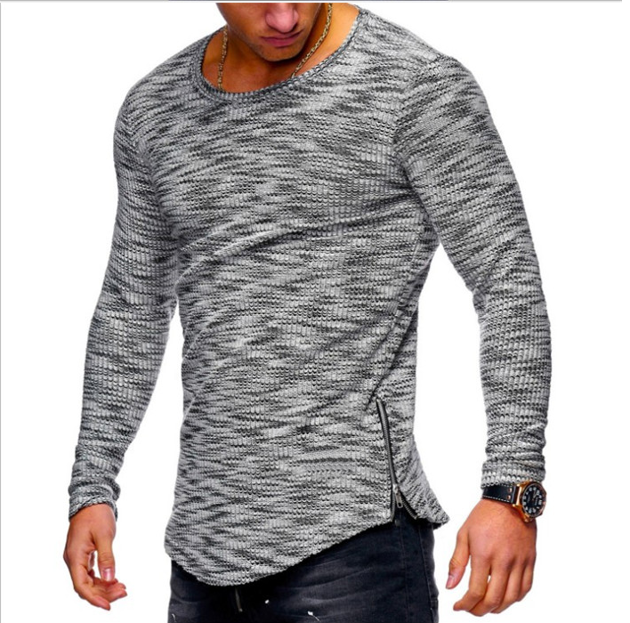 Zipper Striped Long Sleeve T-Shirt