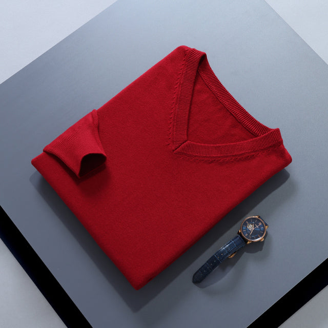 Men's Cashmere-Blend V-Neck Sweater