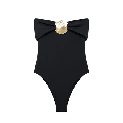 Women's Swimsuit with Gold Metal Accent