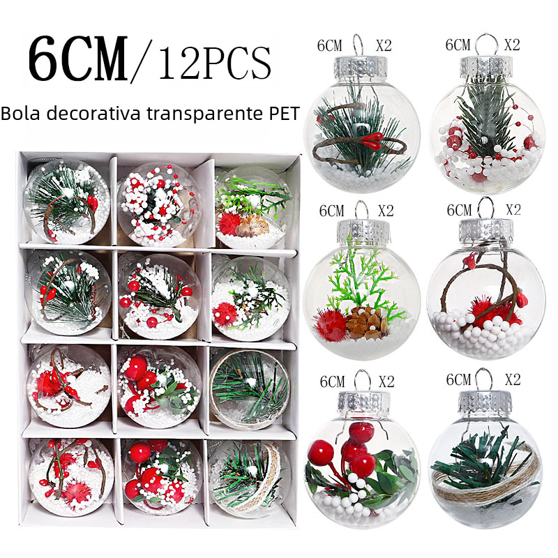 Clear Christmas Bauble Set – 12 x 6cm Tree Ornaments