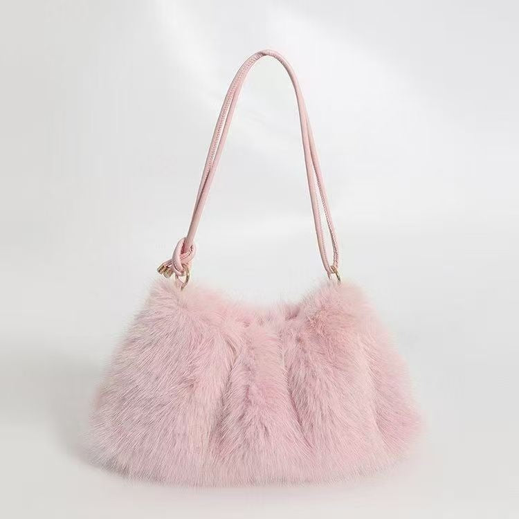 Plush Faux Fur Shoulder Bag