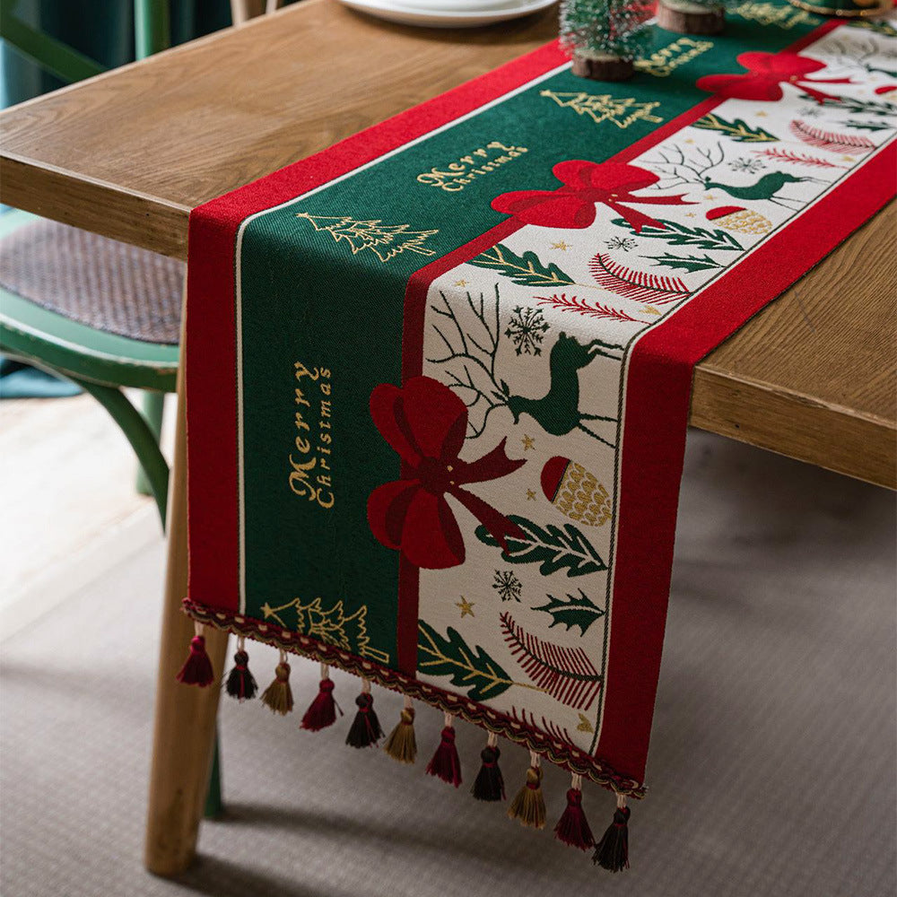 Christmas Table Runner with Tassels