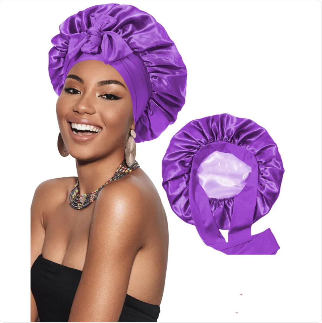 Double-Layer Bow Wide-Brimmed Hair Care Hat – Shower Cap & Hair Wrap for Women